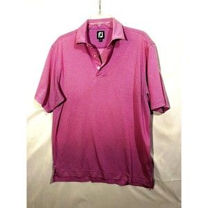 Foot Joy Mens L Golf Polo Pullover Pink Checkered Knit Collared Short Sleeves